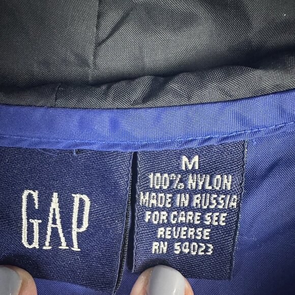 Vintage Gap Windbreaker Adult Medium Blue Pullover 1/4 Zip Hooded Y2K - Picture 2 of 9